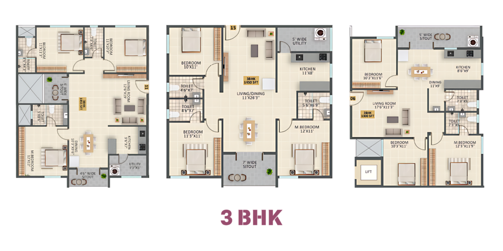 3 BHK Floor Plan