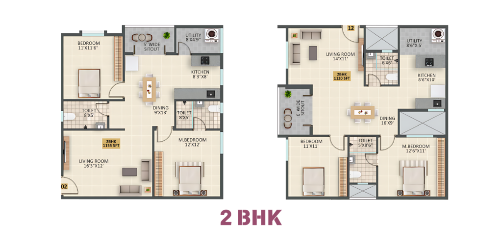 2 BHK Floor Plan